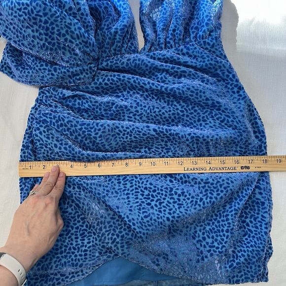 Revolve NBD Size XS? Pari Mini Dress in Textured Blue Leopard Print - Picture 9 of 9